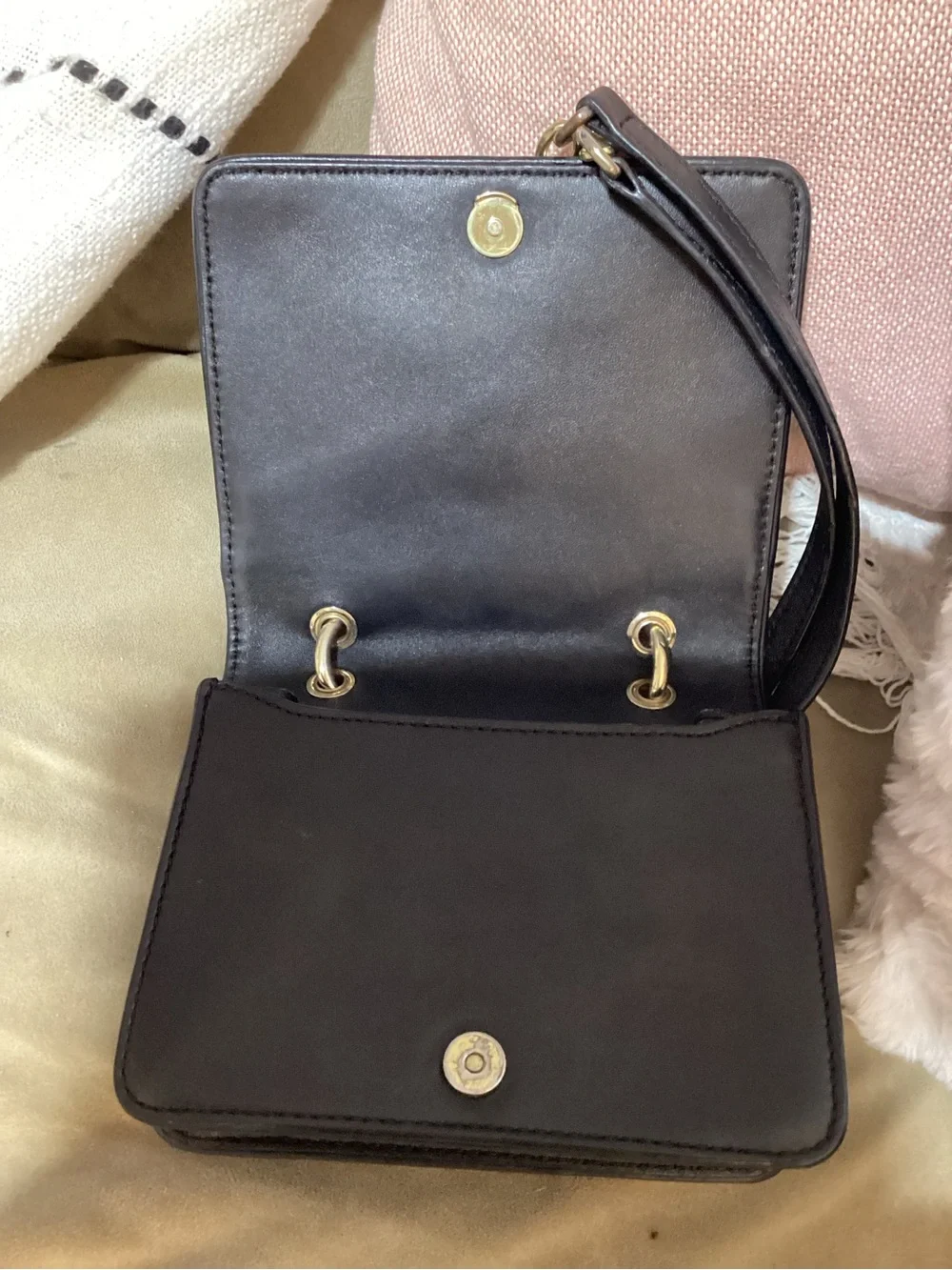 Tory Burch Alexa Mini Black Quilted Leather Crossbody with Gold Chain Strap